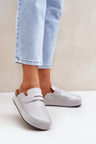 Жіночі Сандалі, Прикрашені Цирконами, На Платформі Сірі Deorani