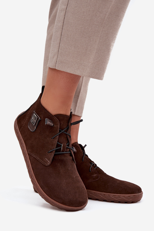 Замшеві жіночі мокасини Barefoot з оздобленням Zazoo 30072 шоколадні