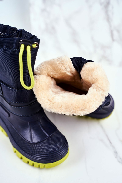 Дитячі снігові черевики теплі темно-сині жарка зима