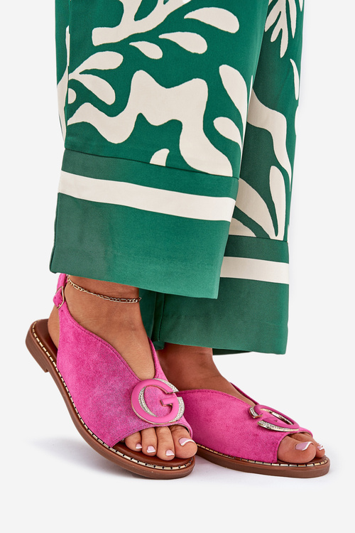 Плоскі Сандалі З Декором Рожеві Haliones