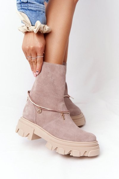 Жіночі замшеві черевики Lewski Shoes 3006-0 Бежеві