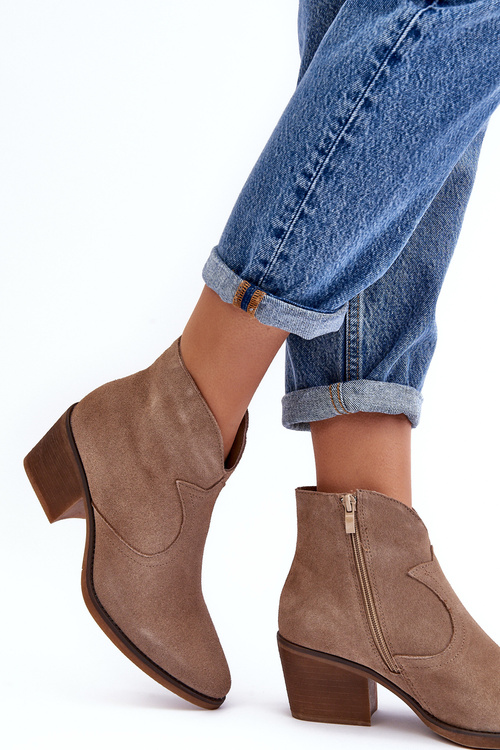 Замшеві ковбойські черевики на блискавці D&A SN622-29 темно-бежевий