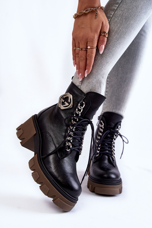 Шкіряні теплі черевики на блискавці Чорні Raynes