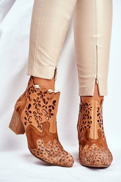 Чоботи жіночі на підборах Maciejka Leather Camel 04369-29