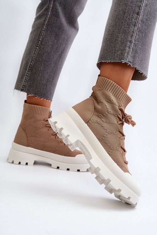 Жіночі чоботи-шкарпетки Solime коричневого кольору