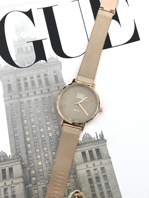 Жіночий годинник Michael John Elis Pink Gold / Gold Dial