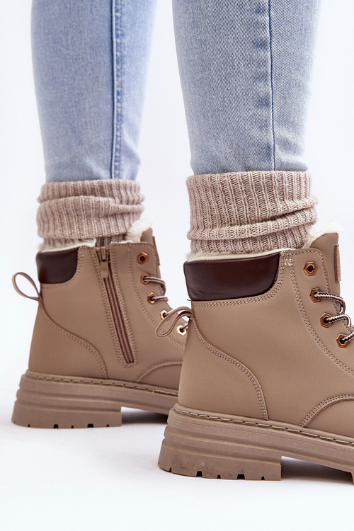 Жіночі трепери на флісовій підкладці темно-бежеві з фенану