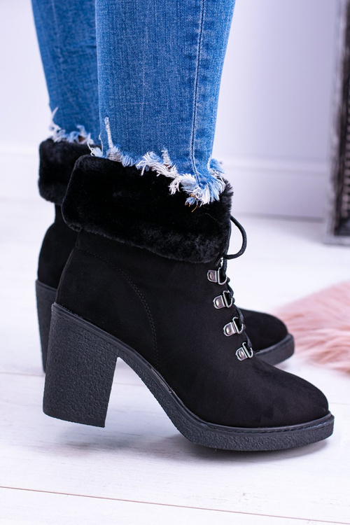 Чорні жіночі чоботи на шпильці зі штучного хутра Influence