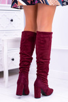 Жіночі замшеві чоботи на гострому каблуці темно-бордового кольору Nightcall