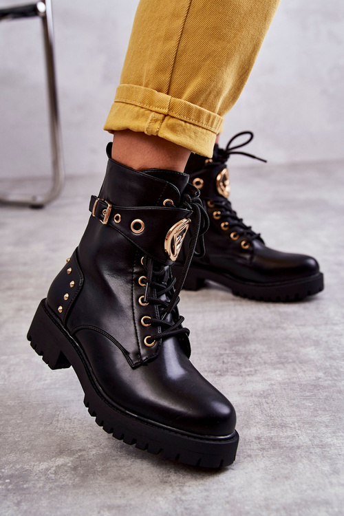 Шкіряні жіночі чоботи на шпильці чорні Leticia