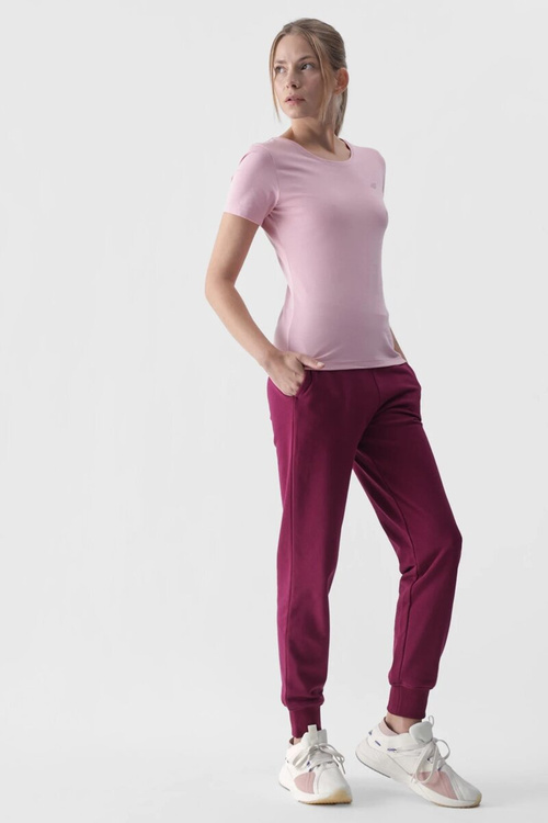 Жіноча однотонна футболка з логотипом рожева 4F 4FWMM00TTSHF1845-56S