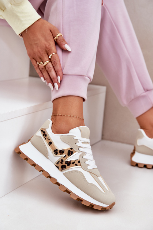 Кросівки Спортивне Взуття Жіноче Леопардове Бежеве Калелія
