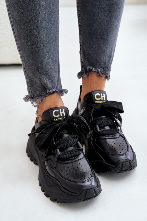 Жіночі шкіряні кросівки CheBello 4583 Чорні