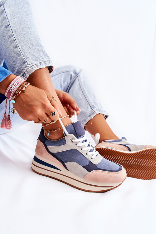 Жіночі замшеві спортивні туфлі синьо-сірі Elisse