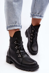 Чорні шкіряні утеплені чоботи зі стразами Gwen SBarski HY93-52A