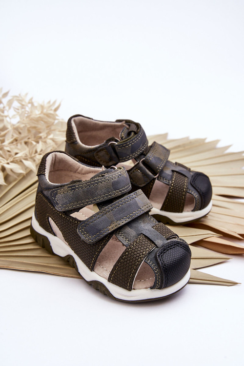 Дитячі босоніжки на липучці темно-зелений сокіл