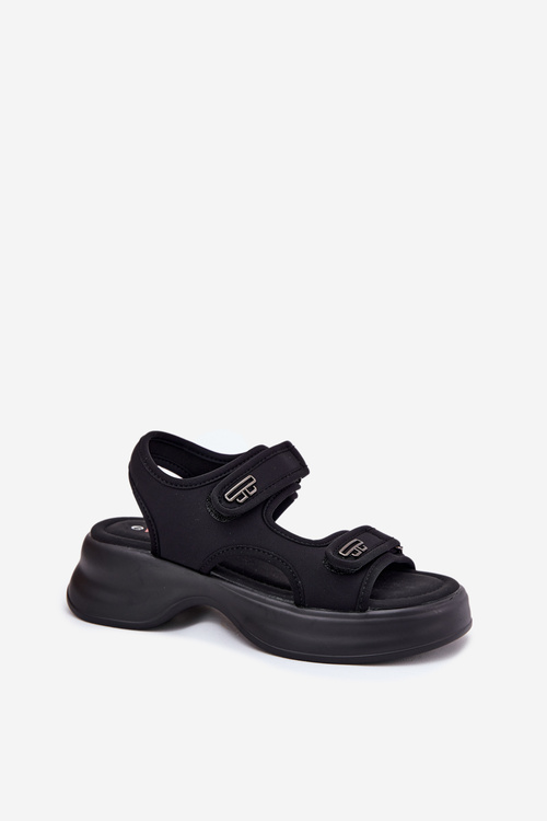 Жіночі Сандалі З Золотими Деталями Чорні Лувіра