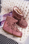 Жіночі зимові черевики флісові утеплені рожеві Veme
