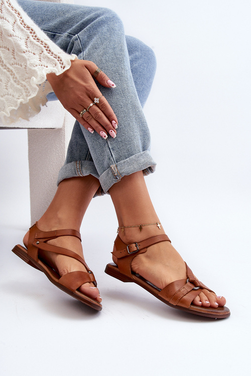 Коричневі жіночі шкіряні сандалі Zazoo 40182