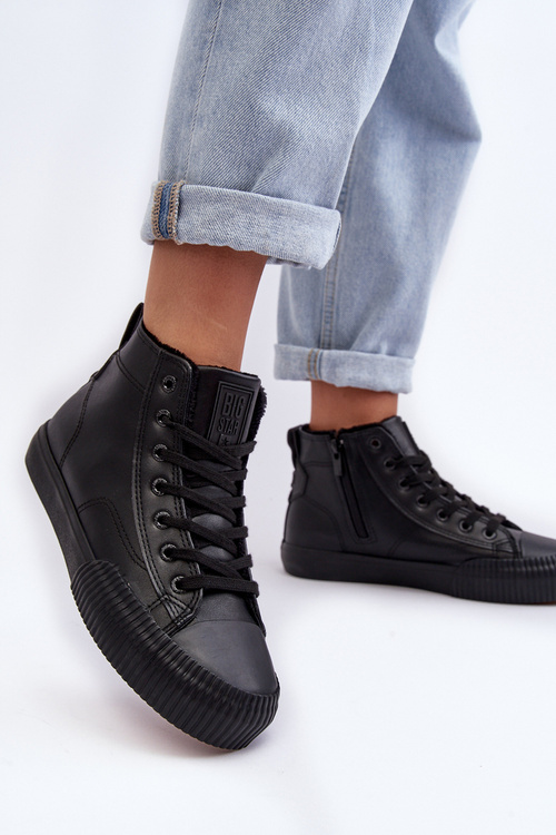 Жіночі стьобані кросівки на блискавці чорні Big Star MM274020