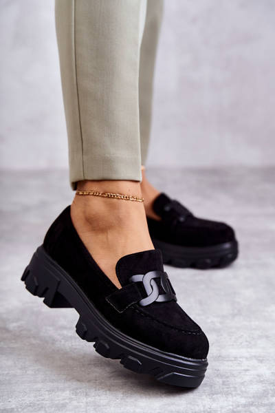 Жіночі замшеві туфлі на платформі чорні Janne