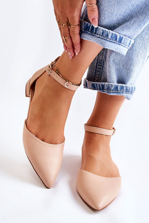 Жіночі шкіряні босоніжки-балетки в бежевому кольорі Caprise