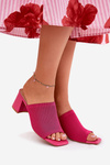 Жіночі Сандалі На Каблуку Тип Блок Фуксія Wenilan