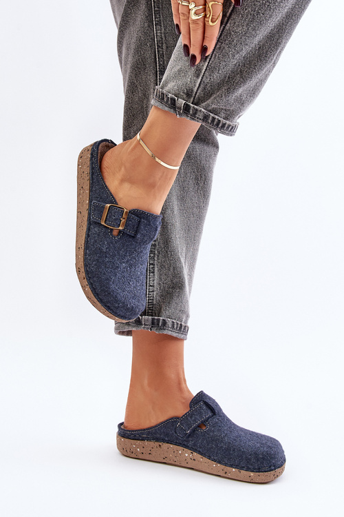 Зручні жіночі тапочки з пряжкою Inblu ED000019 Темно-синій