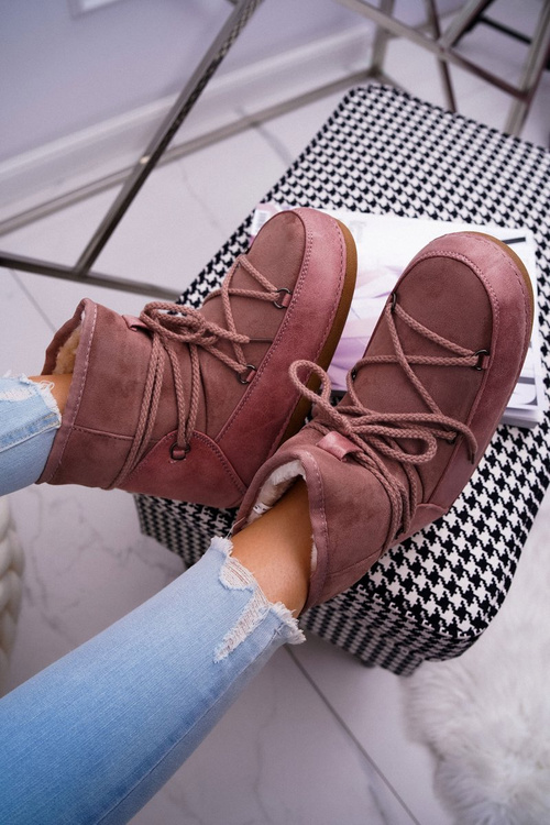 Жіночі зимові черевики флісові утеплені рожеві Veme