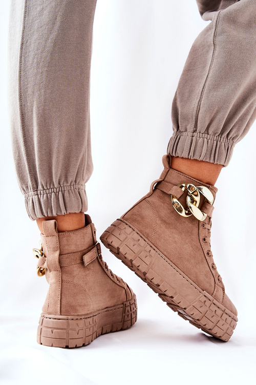 Високі кросівки на платформі Темно-бежеві Evenia