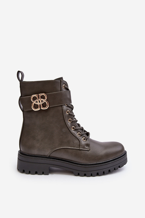 Жіночі робочі черевики на блискавці з темно-зеленим декором Ciossava