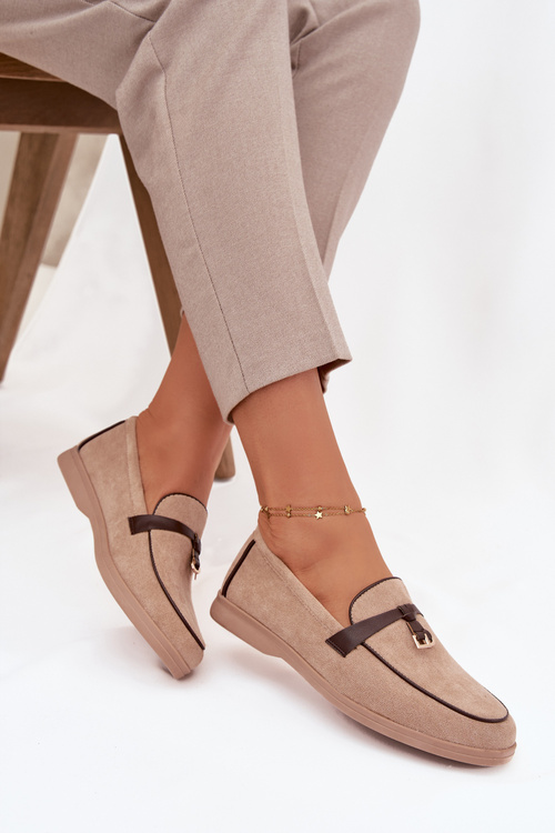 Мокасини Лофери Жіночі З Еко Замшу Бежеві Дарвен