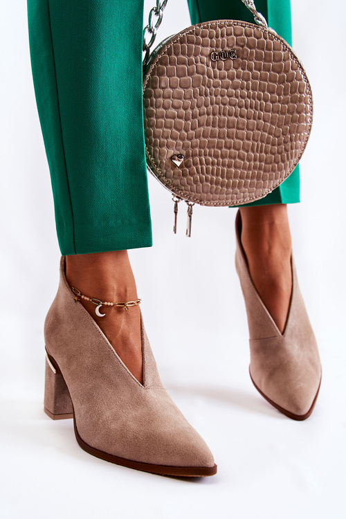 Шкіряні чоботи на підборах Laura Messi Light Beige 2344