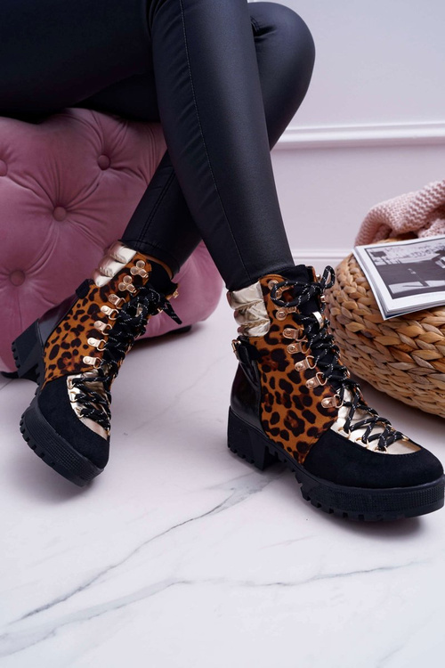 Жіночі черевики Trappers на плоскій підошві з леопардовим принтом Move On