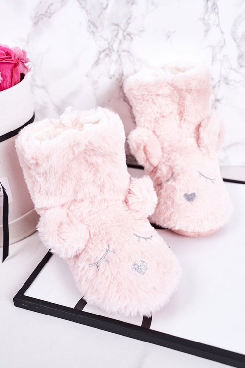 Дитячі утеплені домашні тапочки світло-рожева соня