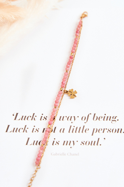 Жіночий Браслет З Намистинами Рожево-Золотий