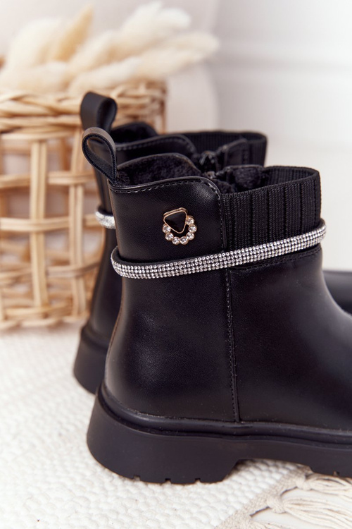 Чоботи дитячі з паєтками Чорні іриски