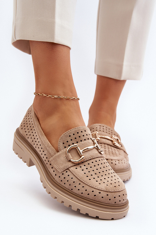 Жіночі бежеві мокасини Talesse з вирізами