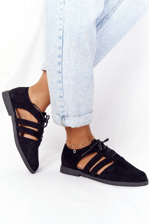 Жіночі броги з вирізами чорні Lu Boo