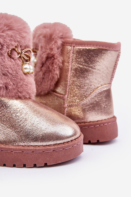 Дитячі снігові черевики на пухнастій підкладці, рожеві Hasiba