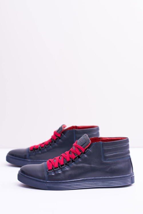 Чоловічі шкіряні тенісні черевики темно-сині Torres