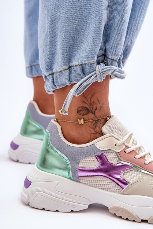 Жіночі кросівки на шнурівці Cortes бежево-зелені