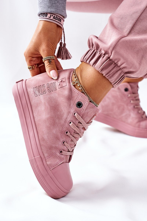 Шкіряні кросівки на танкетці Big Star II274092 Рожеві