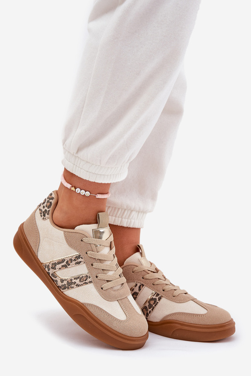 Жіночі Кросівки З Еко Замші З Леопардовим Принтом Бежеві Satylies