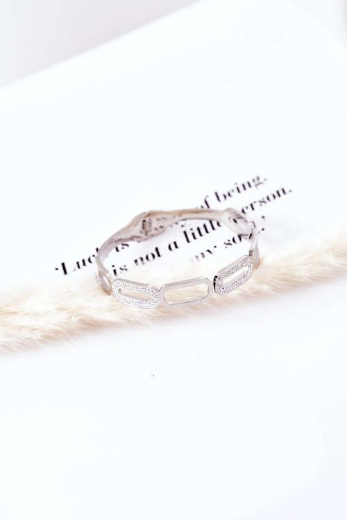 Сталевий браслет зі сріблом з кубічного цирконію