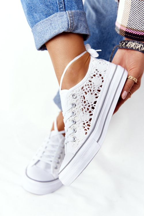 Жіночі мереживні кросівки Кендіс білі