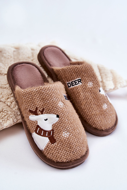 Жіночі різдвяні тапочки з оленями коричневого кольору Millio