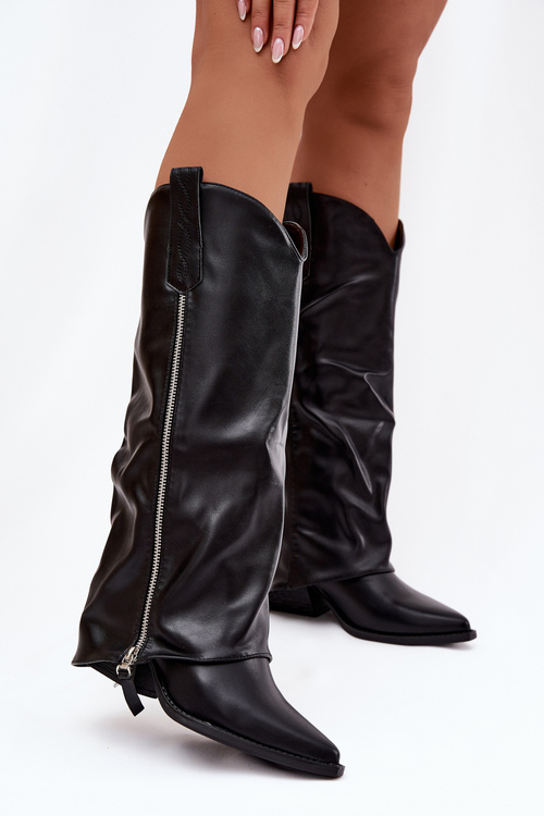 Ковбойські Чоботи На Каблуці З Еко Шкіри Чорні Palira