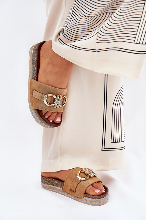 Жіночі Сандалі На Платформі З Блиском І Золотою Декорацією Camel Rilirea