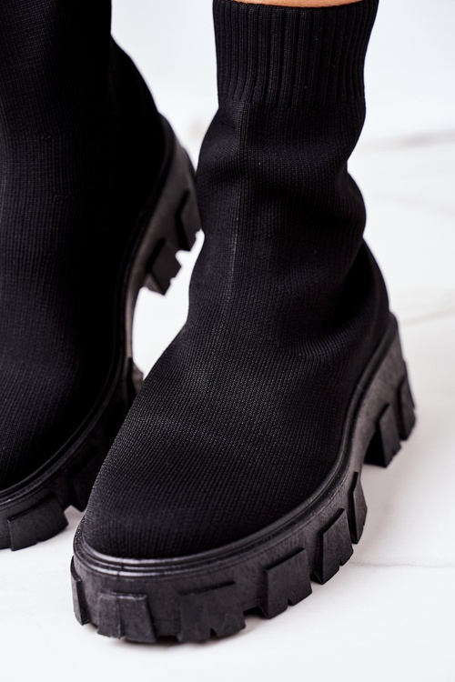 Чоботи з еластичної тканини на платформі Black Inspiration